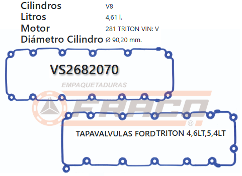JUNTA DE T/VALVULA FORD TRITON F250 / F150 4.6/5.4L 00/08 (PAR)