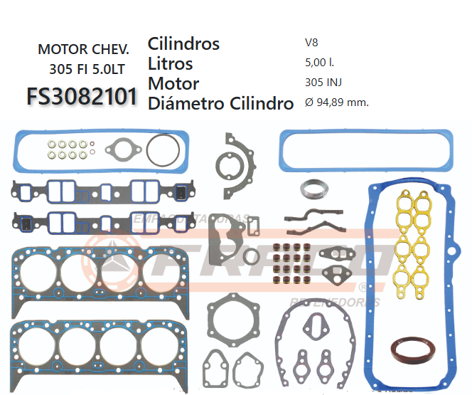 Junta de JUEGO JUNTAS CHEVROLET S-10/20 305 INJ.87/98