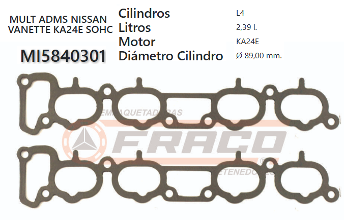 JUNTA DE ADMISION NISSAN VANETTE 2.4 KA24 89/UP