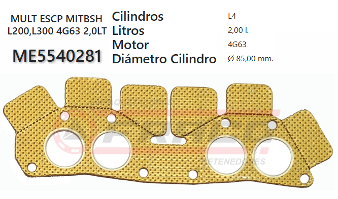 JUNTA DE ESCAPE. MITSUBISHI GALANT 1.8 G62B/G62BT/G63B 80 UP.