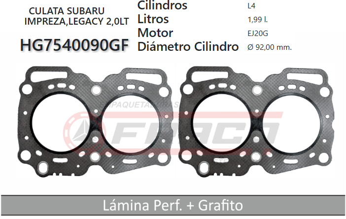 JUNTA DE CULATA SUBARU LEGANCY 2.0 EJ20E 94UP