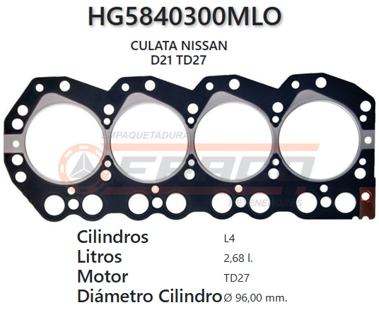 JUNTA DE CULATA NISSAN PICK UP TD27 / D21 DIESEL 2600CC