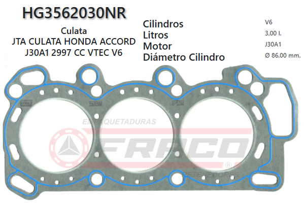 JUNTA DE CULATA HONDA ACCORD/ VTEC J30A1 3.0 98/02 24V