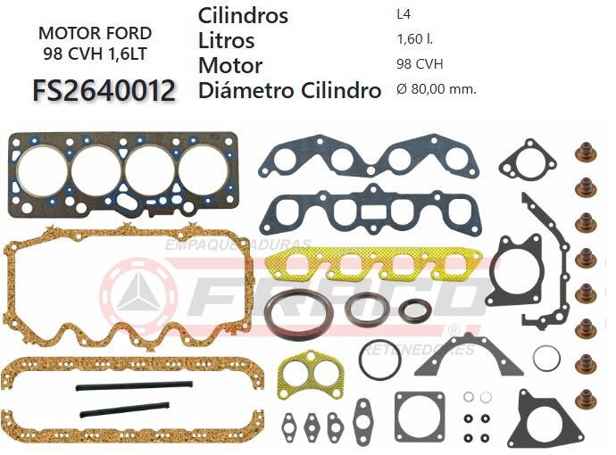 Junta de JUEGO JUNTAS FORD SCORT, 1600CC 81/89 (SERIE 98)