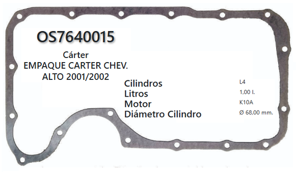 JUNTA DE CRANK SUZUKI / CHEVROLET ALTO K10A 99 UP 1000CC