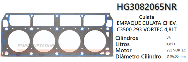 JUNTA DE CULATA CHEVROLET SILVERADO, SUBURBAN, SIERRA 293 4.8L/5.3L 07/14