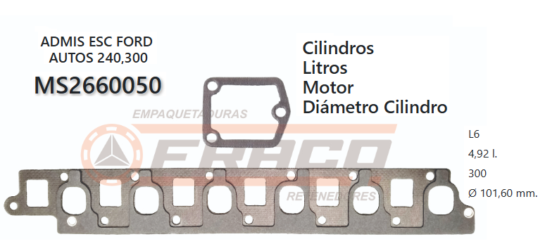 JUNTA DE ADM Y ESCAPE FORD F150 300 85/96 4900cc