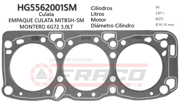 JUNTA DE CULATA MITSUBISHI MONTERO 6G72 3.0 88/96 (2.0MM)