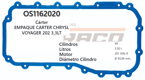 JUNTA DE CRANK CHRYSLER DODGE CARAVAN 202 3.3L 90/99