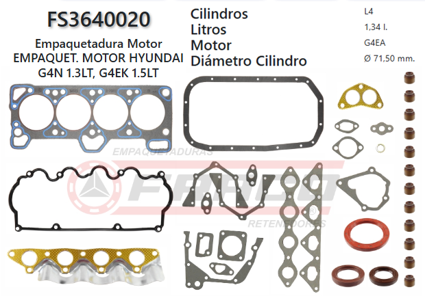Junta de JUEGO JUNTAS HYUNDAI ACCENT GLS 96/01 G4N SOHC G4K