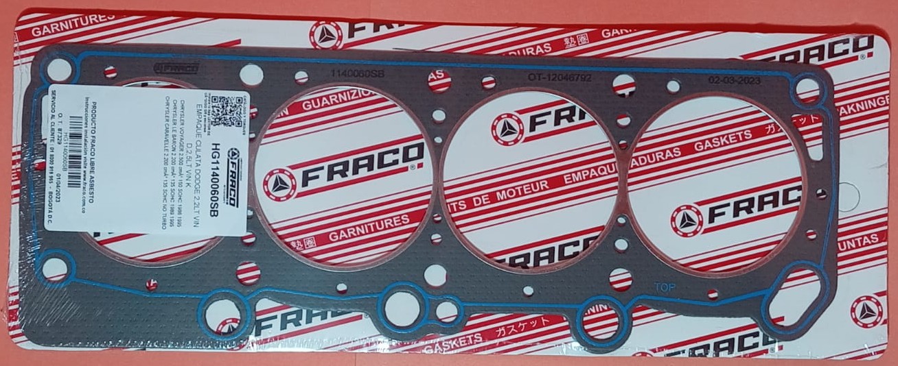 JUNTA DE CULATA DODGE 2.2/2.5 SOHC 135/153 85/93