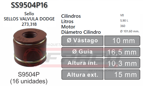 JUNTA DE SELLOS VALV DODGE 318/360