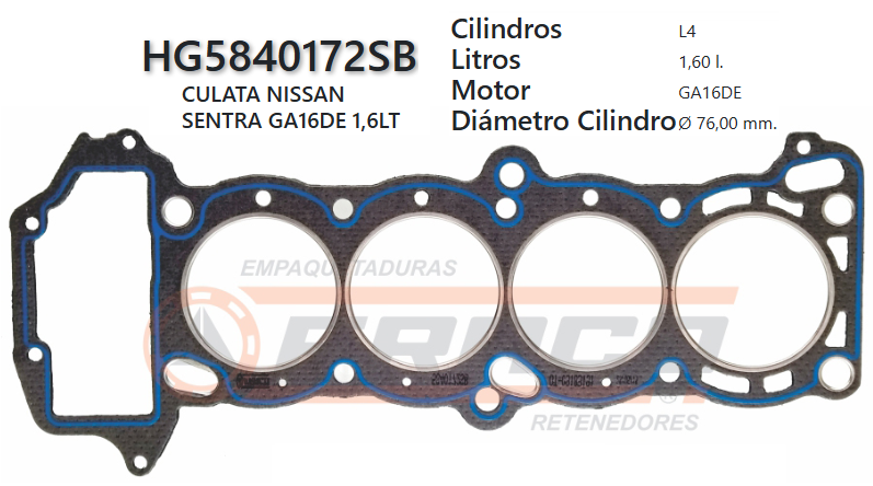 JUNTA DE CULATA NISSAN VANETTE 1.6 GA16DE 90/UP