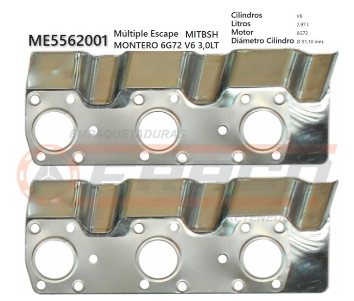 JUNTA DE ESCAPE. MITSUBISHI MONTERO 6G72 88/94 3000cc (2 und)
