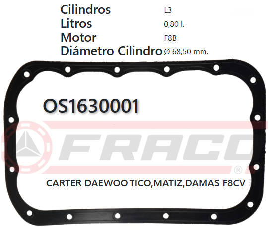 JUNTA DE CRANK DAEWOO SPARK / MATIZ / TICO, F8CV, 800CC, 96/03
