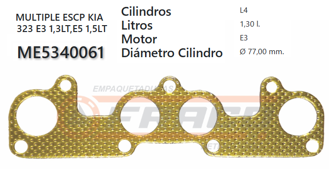 JUNTA DE ESCAPE. MAZDA FAMILIA 323 1.3 E3/E5 85 UP.