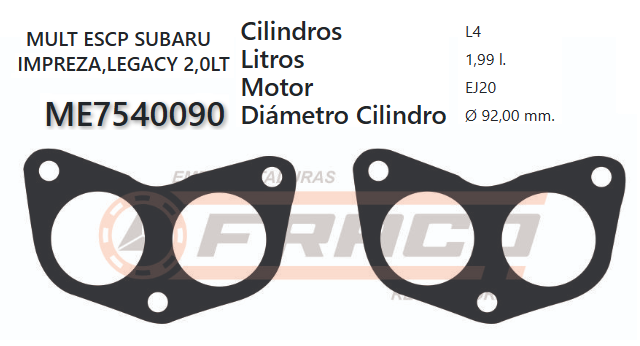 JUNTA DE ESCAPE. SUBARU IMPREZA/LEGACY 94/UP (2UND)