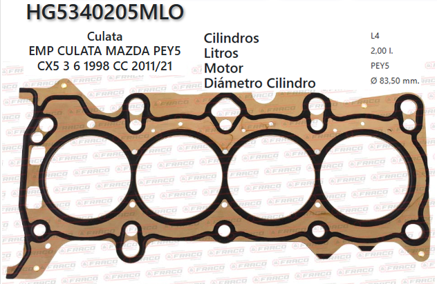 JUNTA DE CULATA MAZDA 3, 6, CX5, PEY5, 2.0L 11/22