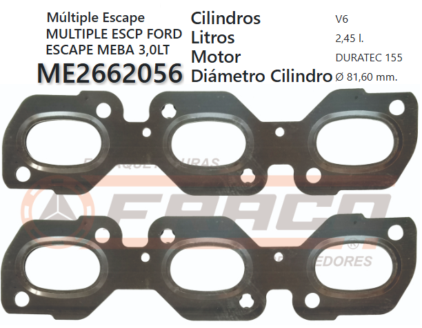 JUNTA DE ESCAPE. FORD ESCAPE, MONDEO MEBA 3.01/08 (PAR)