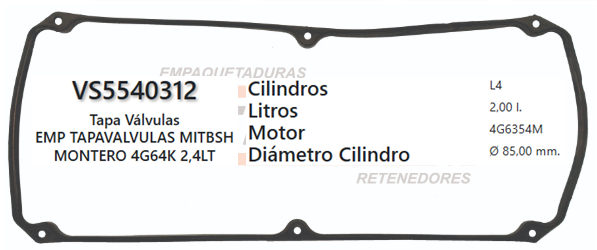 JUNTA DE T/VALVULA MITSUBISHI MONTERO, SPORT, L200/300 4G64K 2.4L 96UP