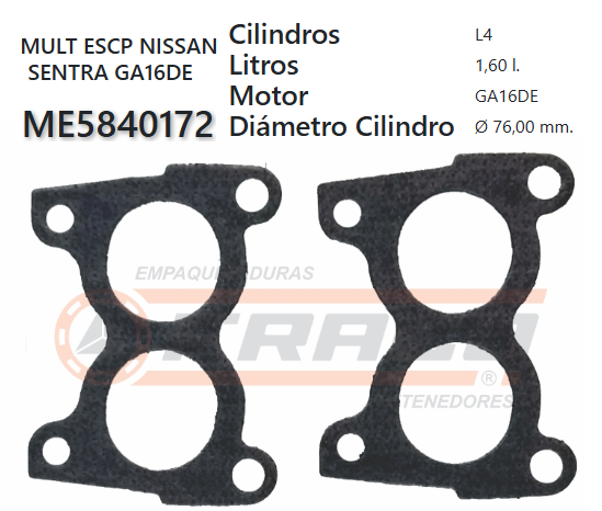 JUNTA DE ESCAPE. NISSAN SUNNY GA13/14/GA16DS 90/UP.16VAL (PAR)