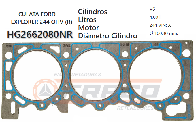 JUNTA DE CULATA FORD 244 OVH/OHV 4000CC EXPLORER 90/99 IZQ.