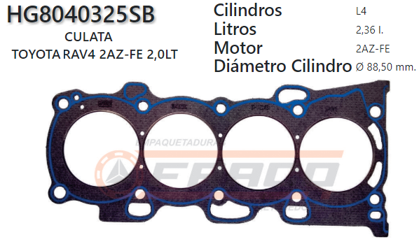 JUNTA DE CULATA TOYOTA CAMRY / RAV4 2AZ-FE 2.4 01/UP