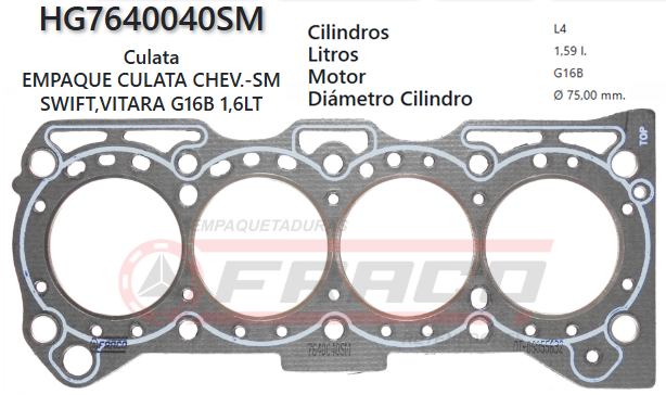 JUNTA DE CULATA SUZUKI VITARA, SIDEKICK 1.6L G16A/B 89UP (1.8MM)