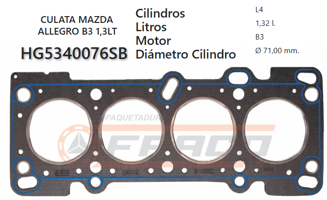 JUNTA DE CULATA MAZDA 121/323 B3 1.3L B6F4 98/01