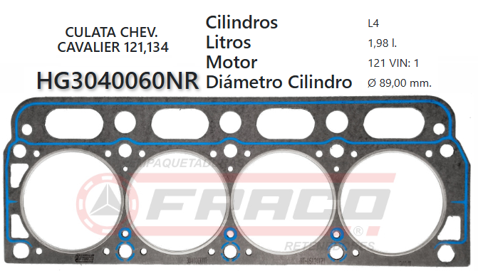 JUNTA DE CULATA CHEVROLET CAVALIER 121/134 OHV 90/97