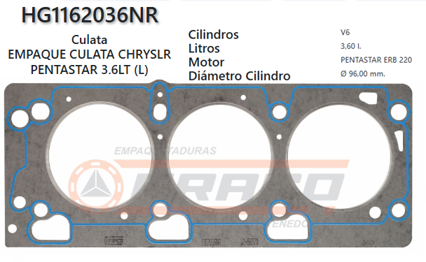 JUNTA DE CULATA CHRYSLER DODGE 300M, INTREPID, EGG 215, 3.5L, 99/05 (L)