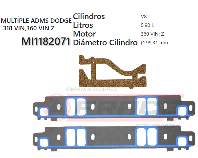 JUNTA DE ADMISION JEEP CHEROKEE 318 92/98