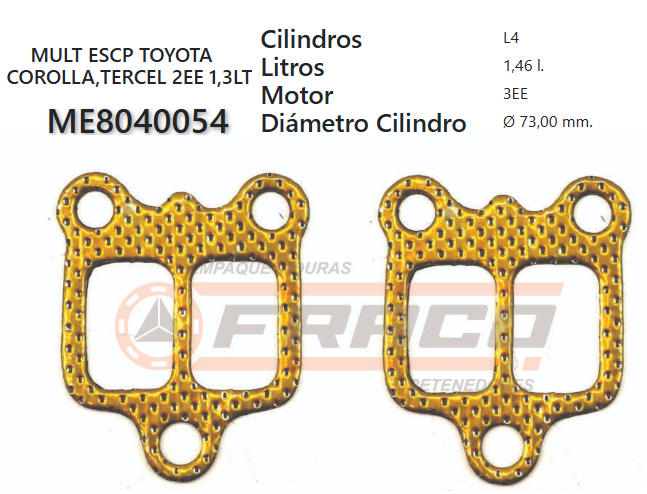 JUNTA DE ESCAPE. TOYOTA COROLLA 2/3E 84/UP.