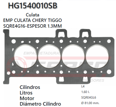 JUNTA DE CULATA CHERRY TIGO SQRE4GL6 1.6L