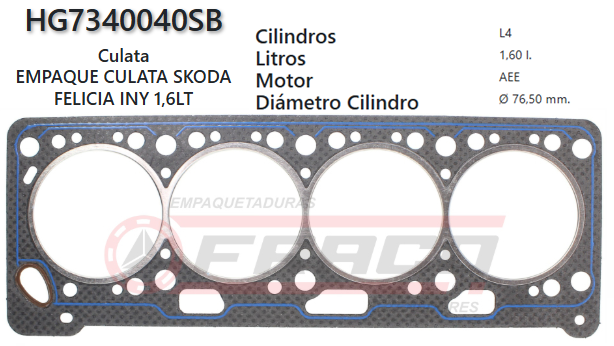 JUNTA DE CULATA SKODA FELICIA INJ., AEE, 1.6L, 95/01