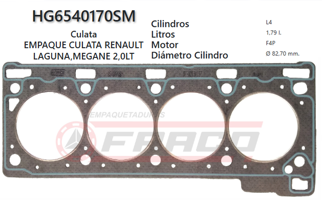 JUNTA DE CULATA RENAULT LAGUNA/MEGANE F4R 1.8 98UP 2.0mm