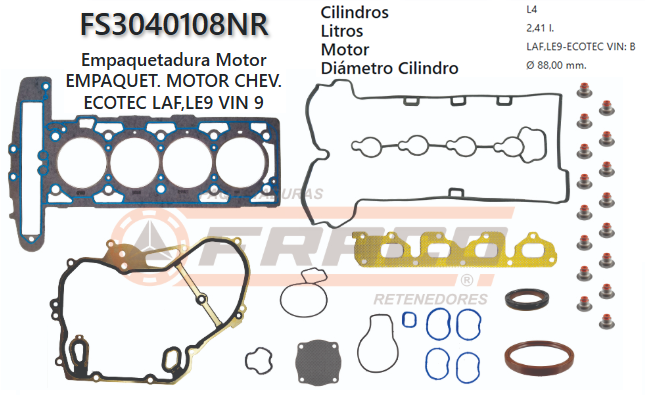 Junta de JUEGO JUNTAS CHEVROLET CAPTIVA, EQUINOX LAF, LE9 ECOTEC 2.4L 10/16