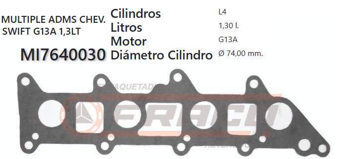 JUNTA DE ADMISION SUZUKI SAMURAI JEEP G13A 84/90 8VAL