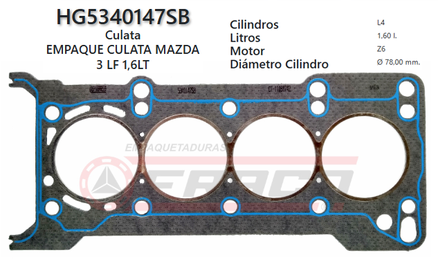 JUNTA DE CULATA MAZDA 3, DEMIO LF/LDF DOHC 1.6/2.0 03/UP