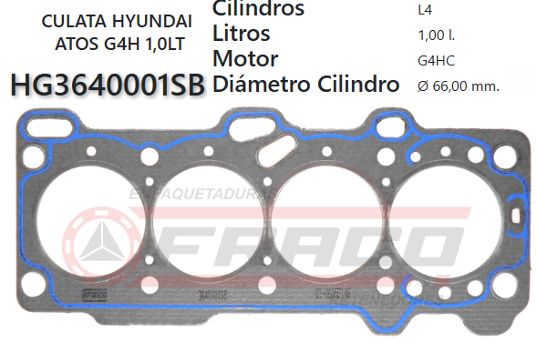 JUNTA DE CULATA HYUNDAI ATOS, KIA PICANTO G4HC 999CC 97/2003