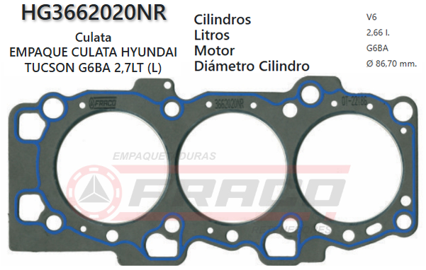 JUNTA DE CULATA HYUNDAI SANTAFE/TUCSON V6 G6BA 2.7L 01/09 (IZQ)