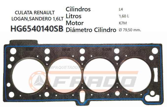 JUNTA DE CULATA RENAULT KANGOO/SANDERO/LOGAN K7M-710 1.6 06/UP