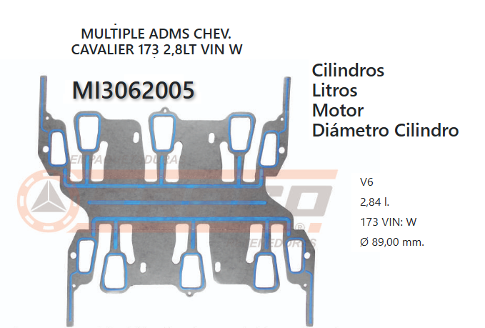 JUNTA DE ADMISION CHEVROLET ARAÑA 173 2800CC WIN W 86/89