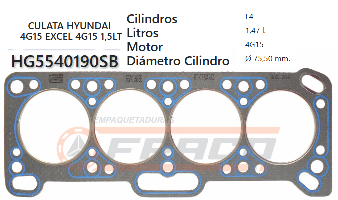 JUNTA DE CULATA HYUNDAI EXCEL G15B/G4AJ 1.5 84/94