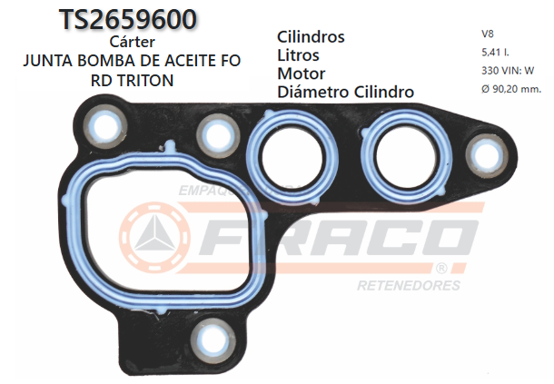 JUNTA DE BOMBA DE ACEITE FORD TRITON 281 4.6L 00/03