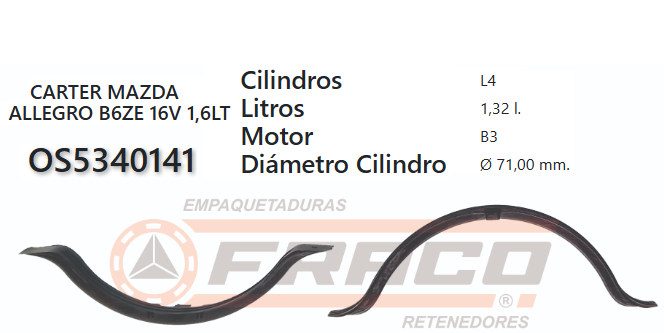 JUNTA DE CRANK MAZDA ALLEGRO B6F4, FI 1.3 2000/UP