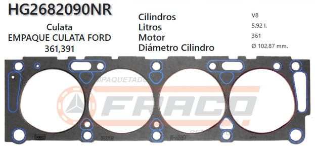 JUNTA DE CULATA FORD C600 / F600, 6.5L, 391, 64/78