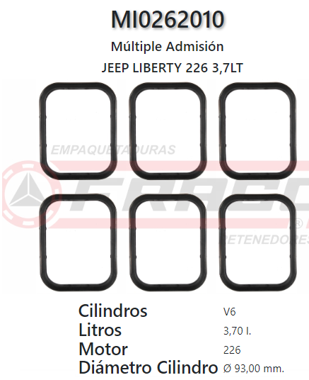 JUNTA DE ADMISION JEEP LIBERTY GRAND CHEROKEE 3.7 200 UP (6 UND.)
