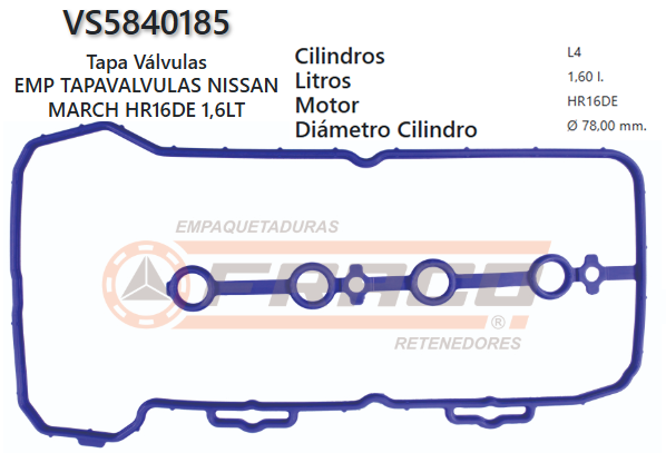 JUNTA DE T/VALVULA NISSAN TIIDA / MARCH HR16DE 1.6L 06/UP