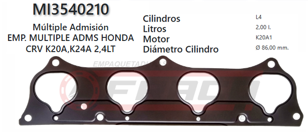 JUNTA DE ADMISION HONDA CRV K20A/K24A 02/UP